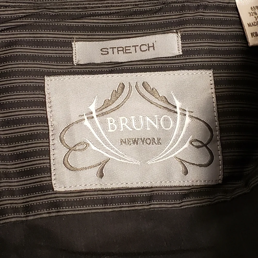 Bruno New York Men’s Stripe Button Up NWT Shirt M Grey Black